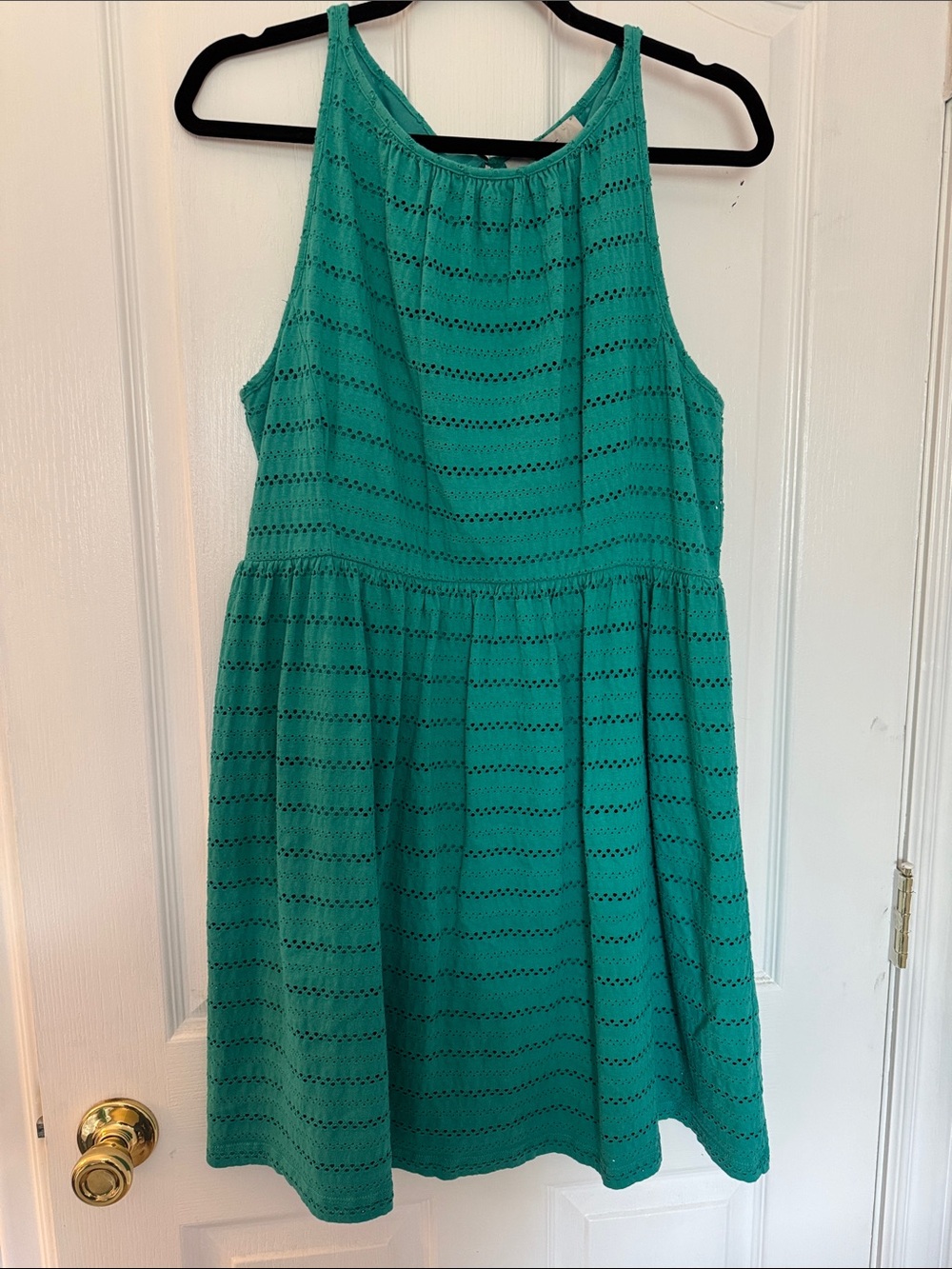 LOFT Teal Eyelet Halter Mini Dress